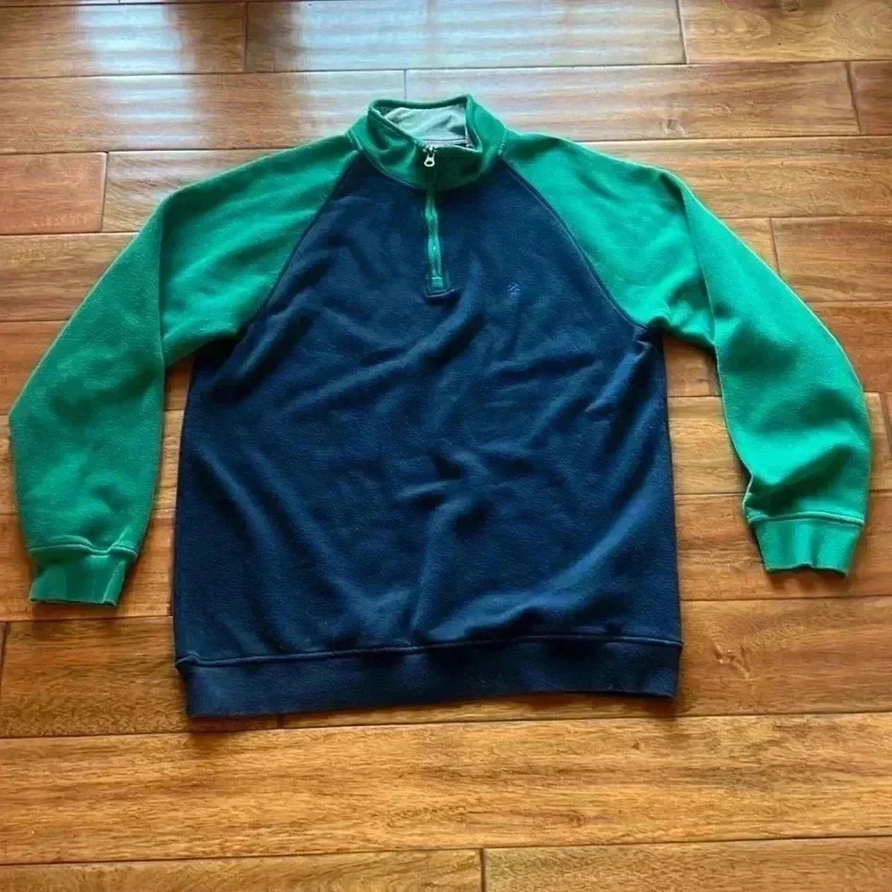 IZOD Colorblock Fleece Mens Three Quarter Zip Size L